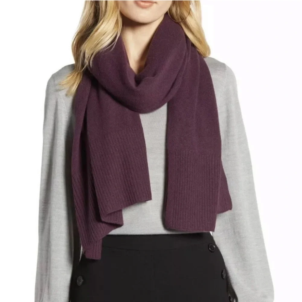 NORDSTROM HALOGEN 100% Cashmere Scarf NEW Purple Plum